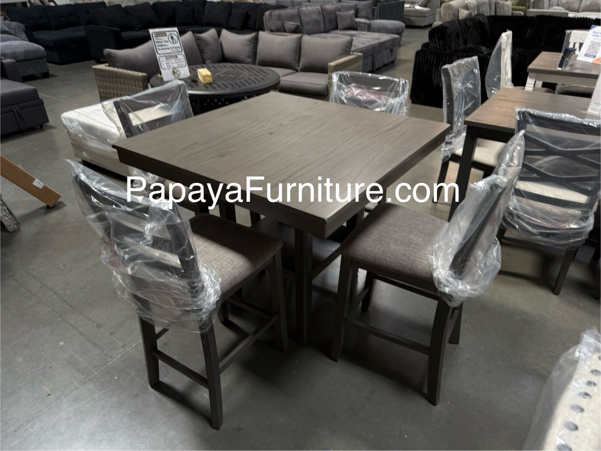 New! Counter Height Dining Set, 5pcs Table And Chairs, Dining Table, Chairs, Counter Height Chairs, Table, Grey Dining Set, Casual Table, Dinette Set