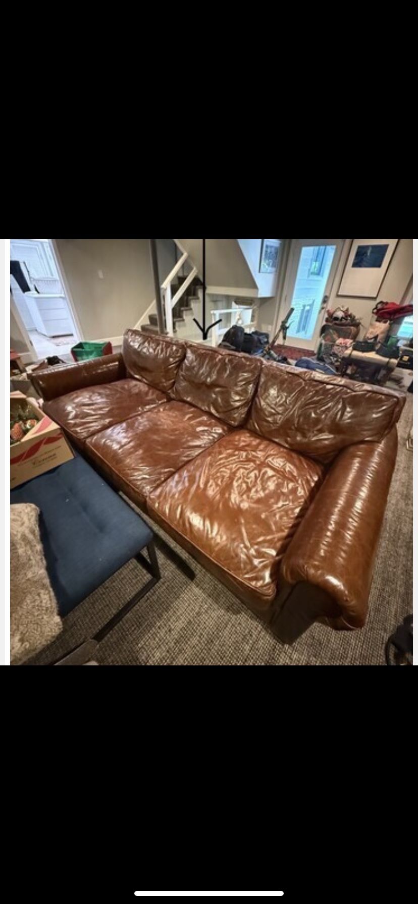 Gorgeous Genuine Leather Restoration Hardware Couch