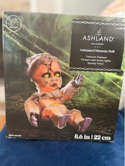 NEW Ashland Halloween Animated Mummy Doll Tantrum Eerie Lights Spooky Voice