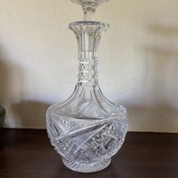 Crystal Hand Cut Vintage Heavy Decanter With Stopper
