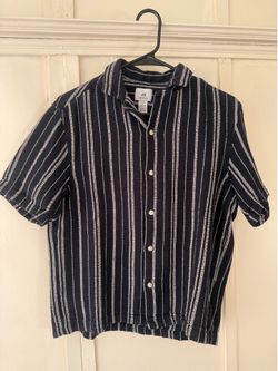 H&M Textured Striped Button Up Shirt