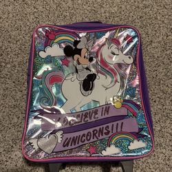 Disney Minnie Mouse Unicorn Luggage Rolling Suitcase For Kids Girls
