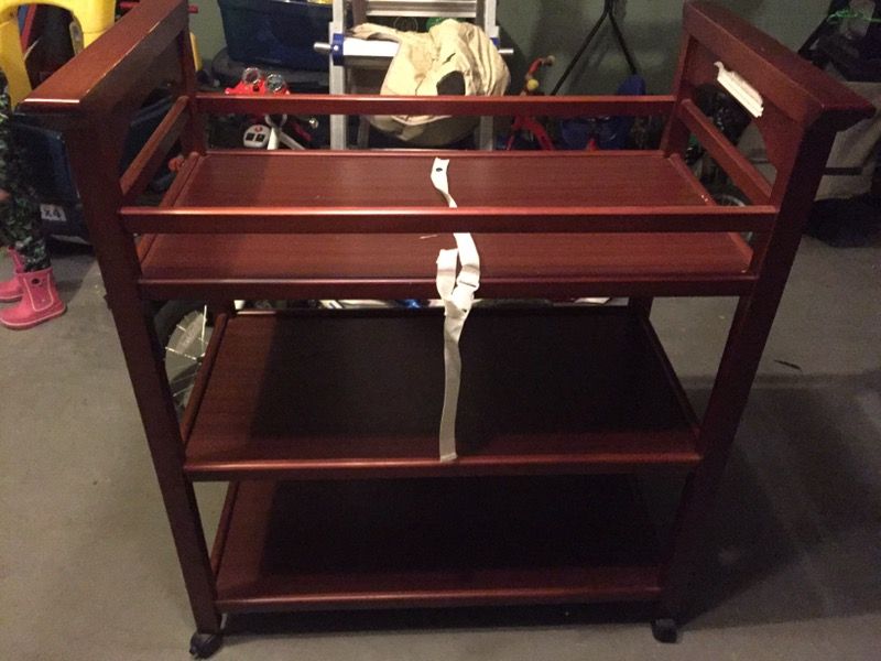 Cherry wood changing table NOT FOR SALE CURRENTLY