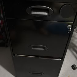 Black  metal file cabinet