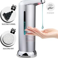 Automatic Soap Dispenser - Hand Sanitizer Dispenser - Touchless Soap Dispenser - Infrared Motion Sensor Stainless Steel Dish - Liquid Free