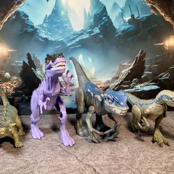 4- Lot Mixed Dinosaurs • Colorful • Assorted Species • Highly Detailed • Highly Detailed • Figures Measure Between 6”-Long To 8”-Long .  S-396 Item : 