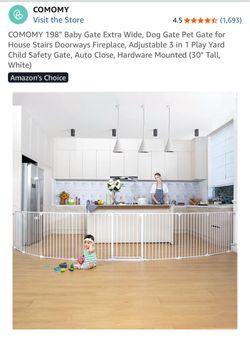 COMOMY 198” Extra Wide Baby/Pet Gate – Black – Excellent Condition