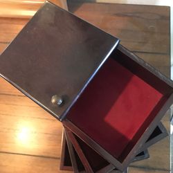Attractive mahogany stacked-box tower for jewelry or whatever
