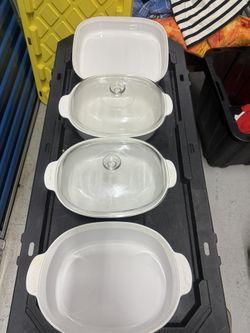 Vintage Corning Ware Lot Of 4 Dishes Covered Dishes Solid White