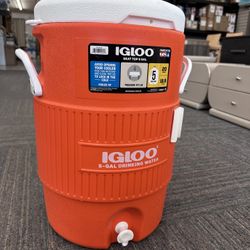 5 Gallon Heavy-Duty Polyethylene Beverage Cooler Jug, Orange, New