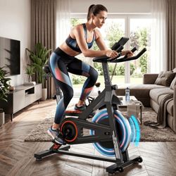 Assembled Exercise Bike Indoor Cycling Bike with 300lbs Big Seat Cushion for Home Cardio Leg Workout