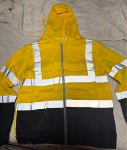 Hi-Vis Safety Zip-Up Hoodie Yellow Black
