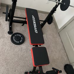 Weight Lifting Bench With 100lbs Of Weights