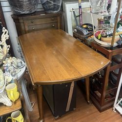 Antique Mid-Century Wooden Drop-leaf Dining Table