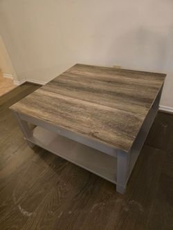 Square Coffee Table with Bottom Shelf