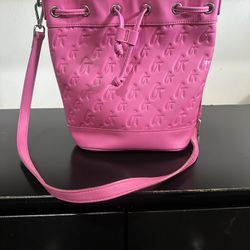 LARGE MONOGRAM BUCKET BAG - HOT PINK