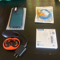 I-phone 15 Pro Max Case And Cordless Charger And Bluetooth.