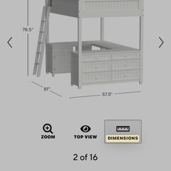 Pottery Barn Beadboard Loft Bed ( Full Size )w/ 5in Lucid Memory Foam Mattress included