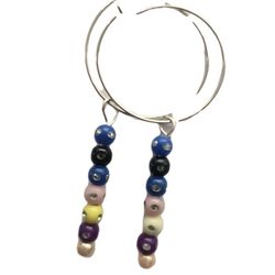 ARTESAN ORIGINAL 25MMSILVER HOOPS WITH REMOVEABLE  BEADED ADD ON MULIPLE LOOKS