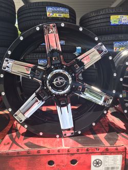 20 x 10 black and chrome off-road wheel package deal 1600 out the door cash with mud tires