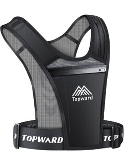 Topward Running Vest Phone Holder for Men Women, Waterproof Cell Phone & Key Pouch, Reflective Hydration Vest Train Free Workout Gear - Lightweight, B