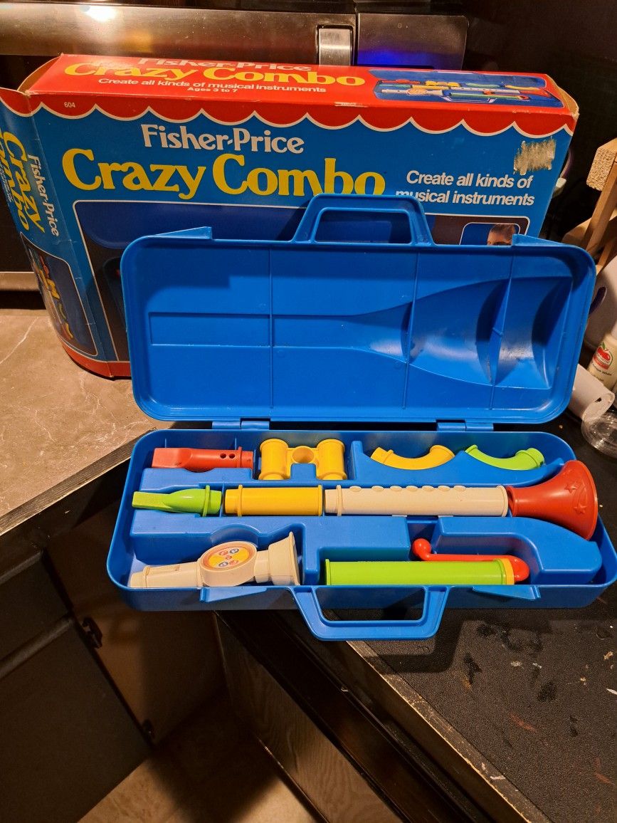 Vintage 1983 Fisher Price Crazy Combo Musical Instrument With Original Box