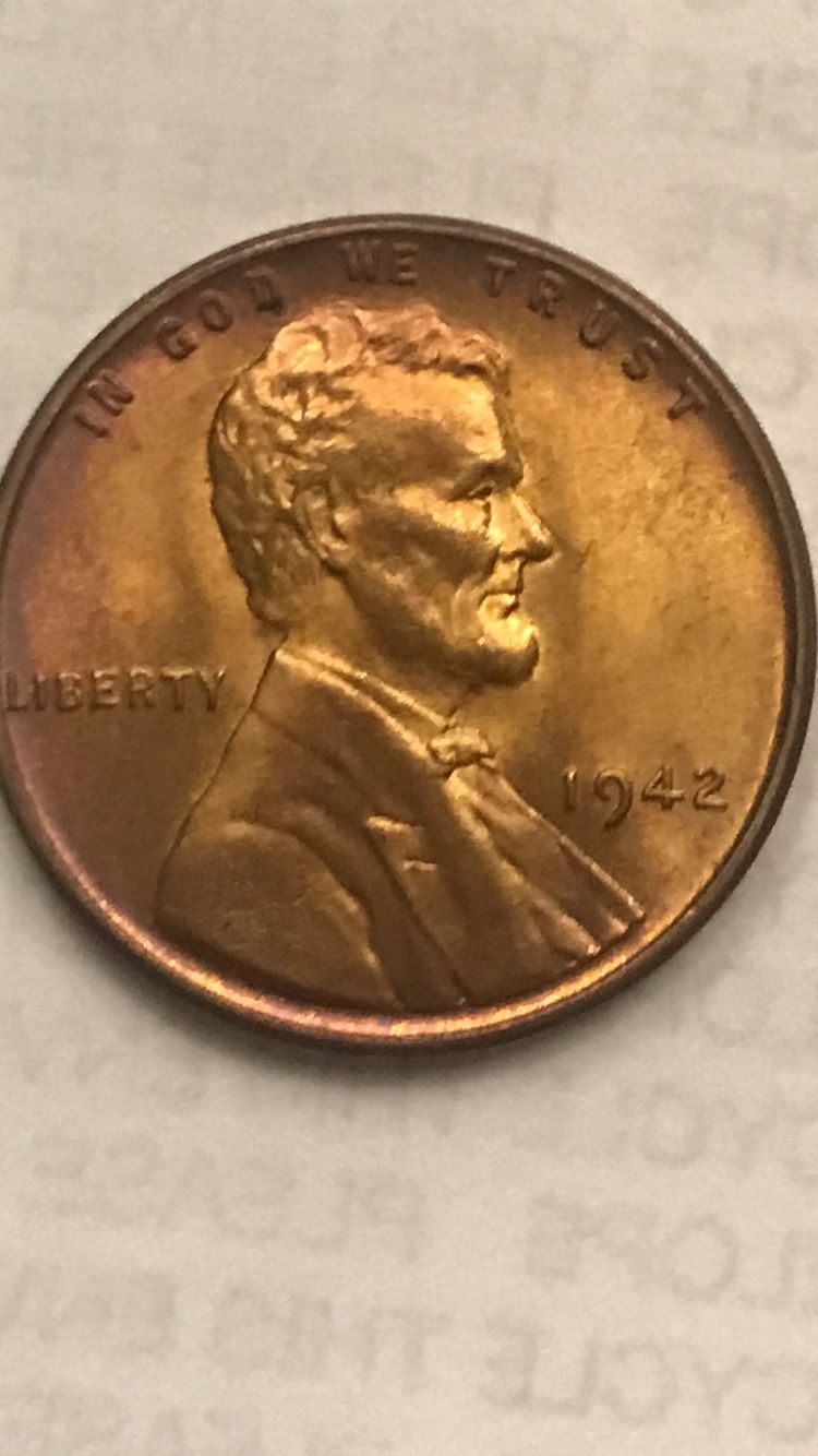 1942 Toned Lincoln Wheat Cent