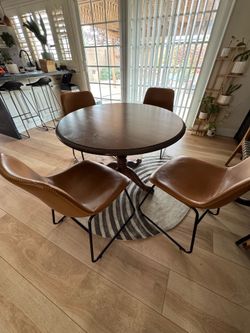 Dining table and chairs set brown/ orange