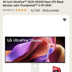 LG  Screen 40inch UltraFine 40U990A-W 