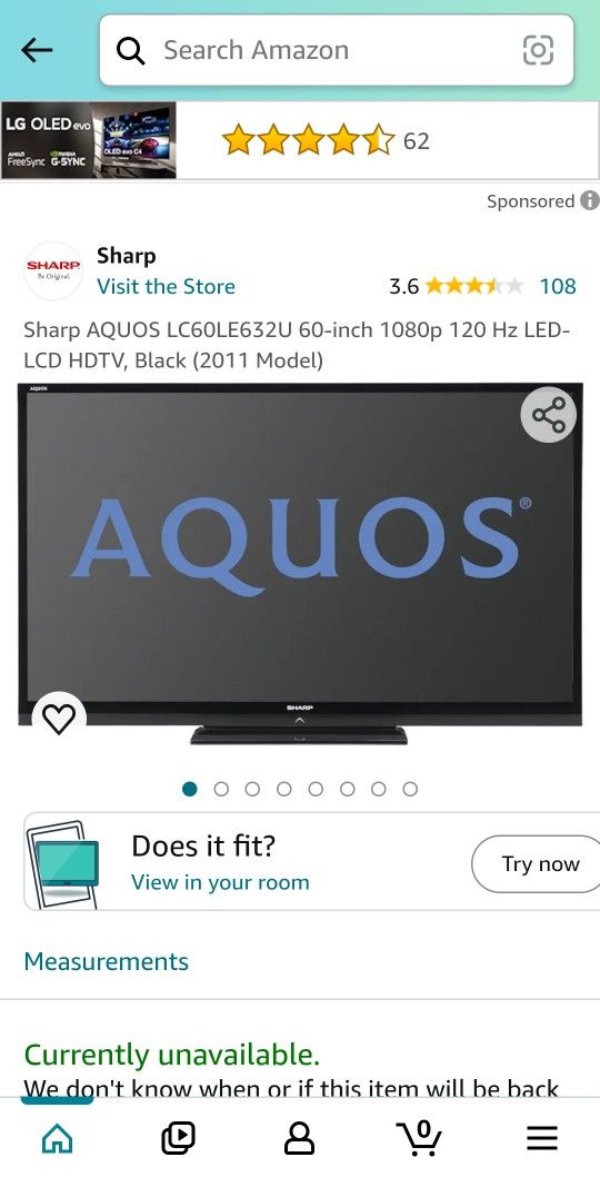 60in Sharp Aquos Tv. Big Steal Deal