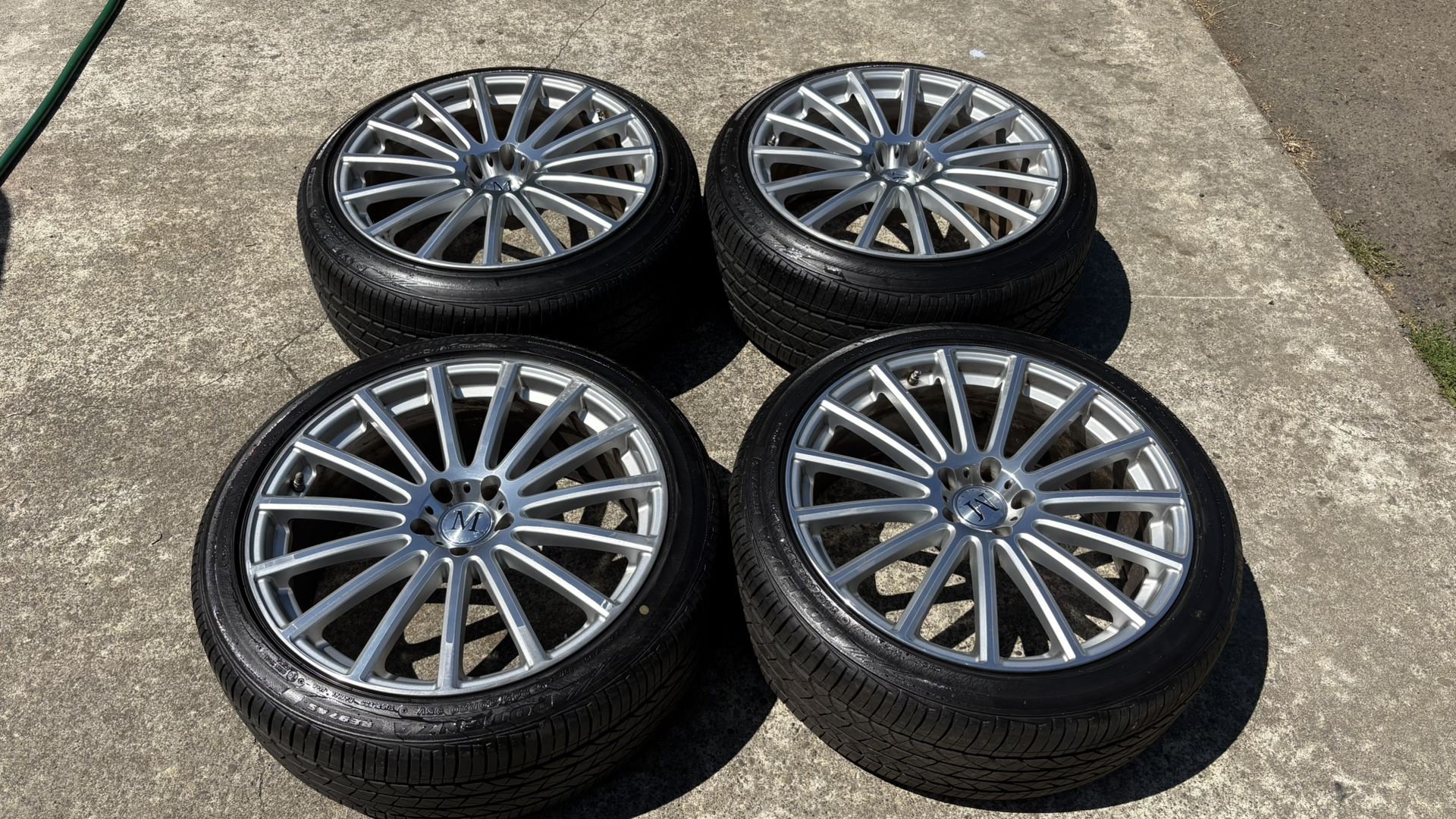 20 INCH MANDRUS STAGGERED RIMS AND TIRES 5x112