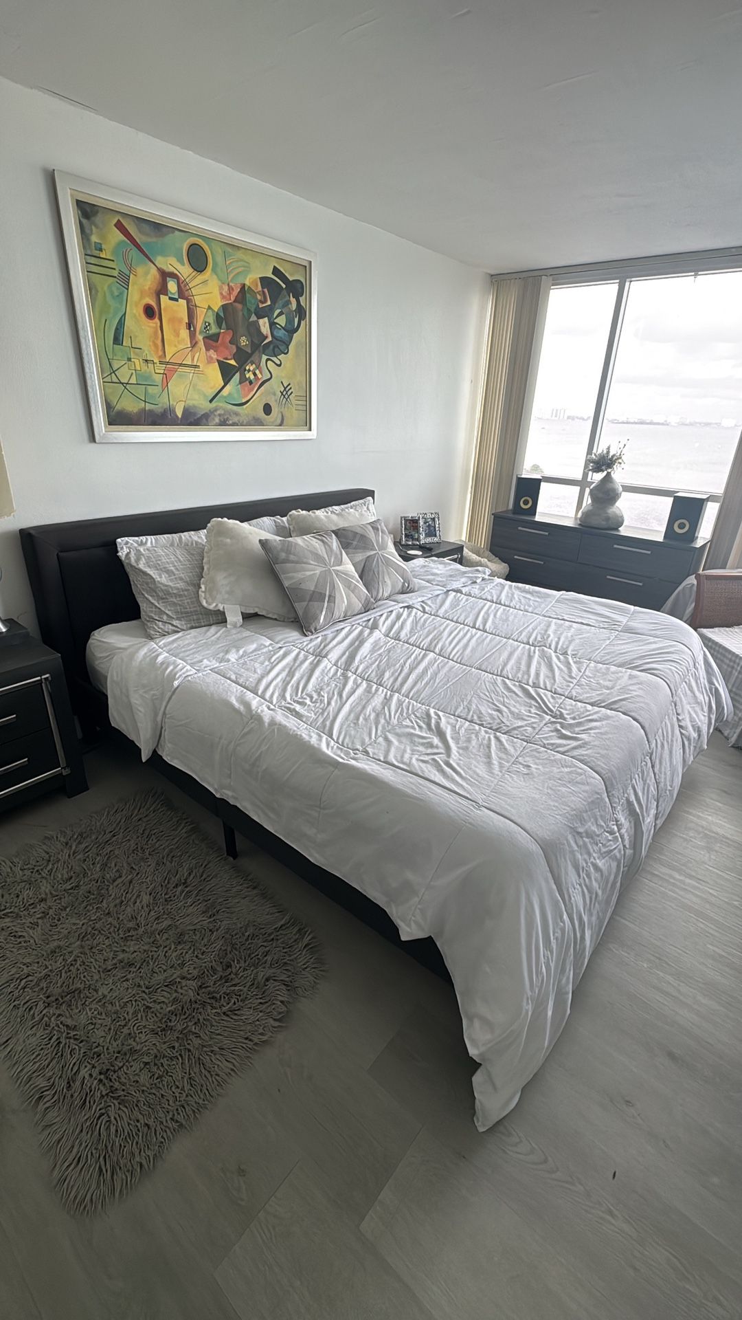 King Size Bed! Beautiful Grey Frame!