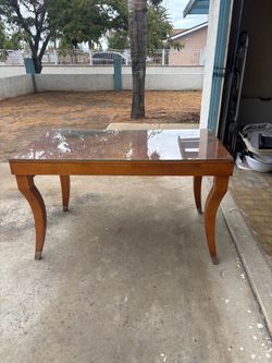 Wood Dining Table with Glass Top
