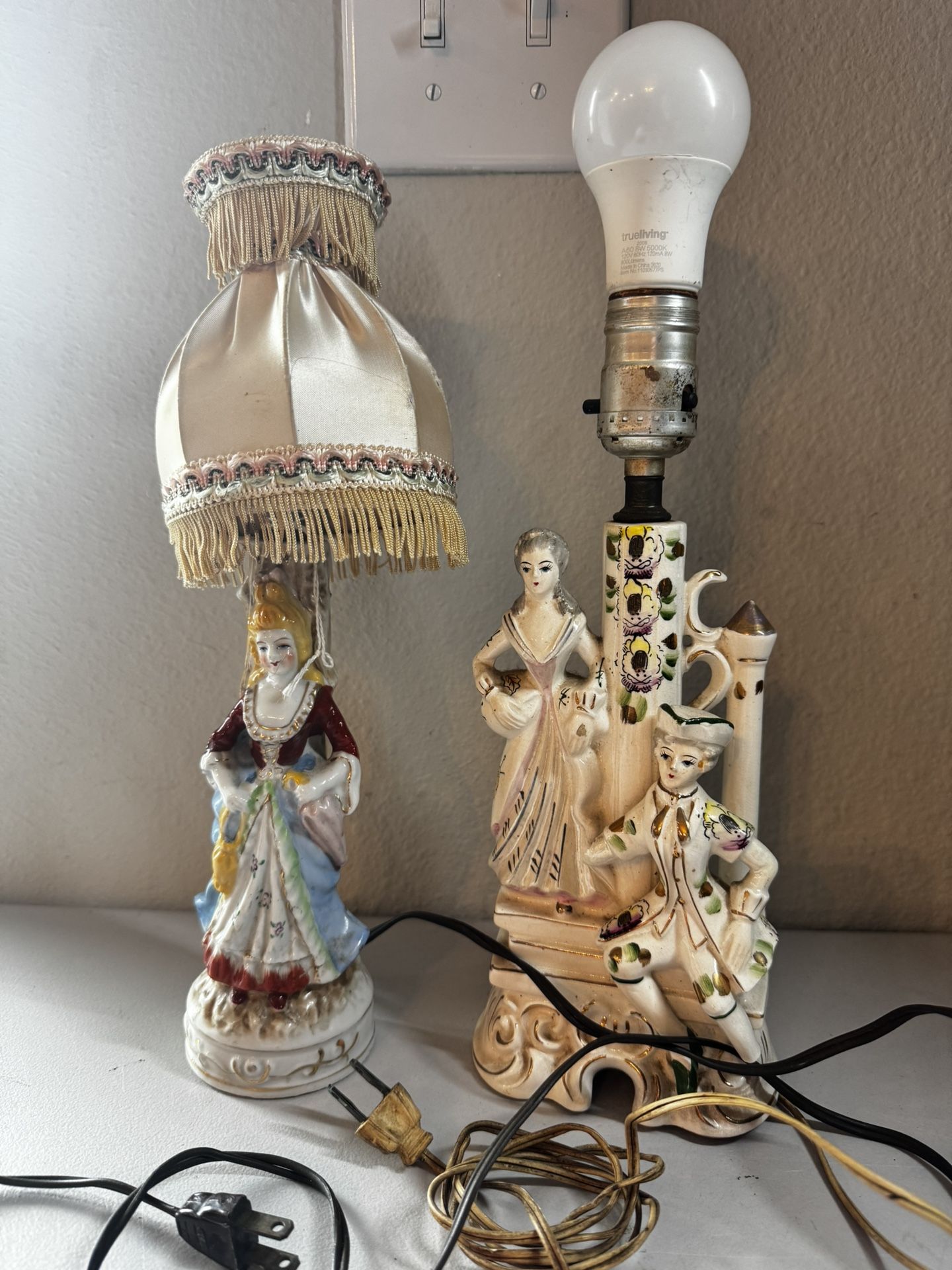 Vintage Porcelain Figurine Lamps β Made in Japan (Set of 2)