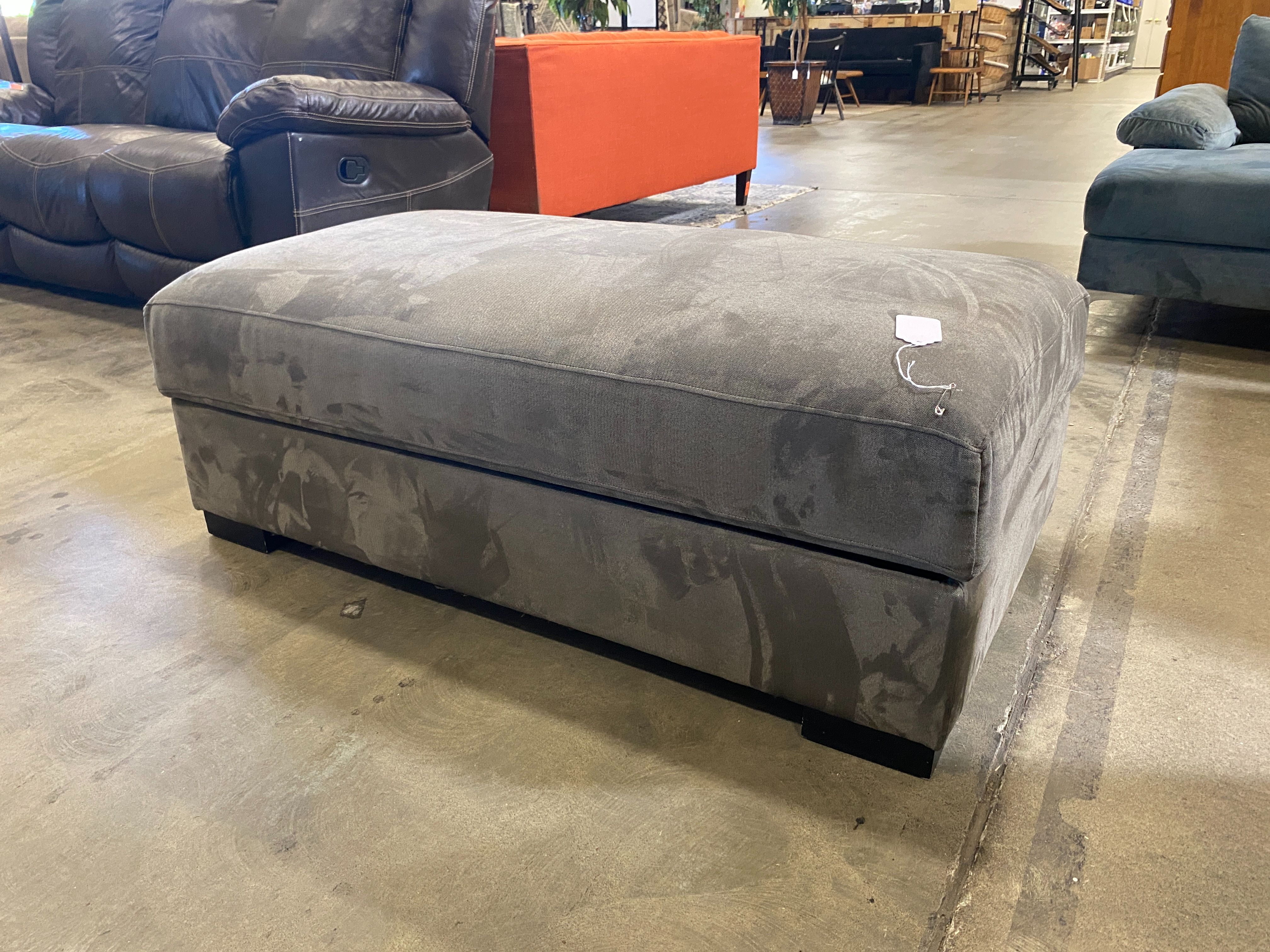 Super Soft Grey Fabric Storage Ottoman