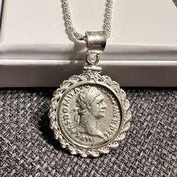 Rare Roman Coin Silver Pendant Necklace! 2,000 Years Old!