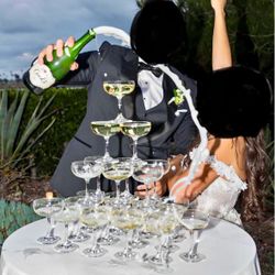 Champagne Tower Glasses. Wedding