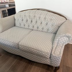 2 Sets of Vintage Tufted Loveseat with Wood Trim – Elegant and Sturdy