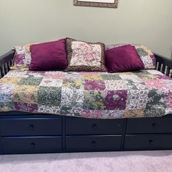 Navy Daybed With Trundle And Chest Of Drawers
