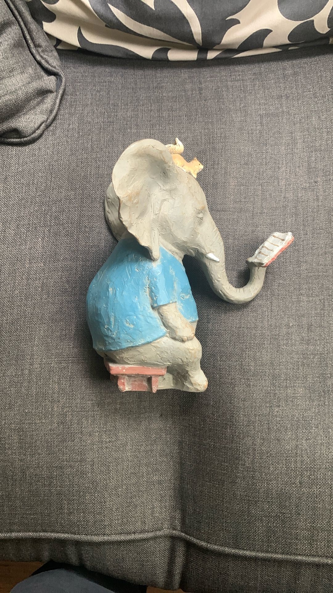 Elephant Reading With Squirrel Sculpture 10”