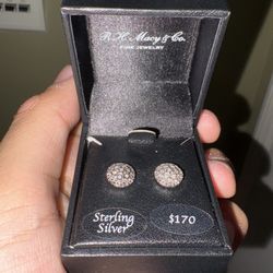 Diamond Sterling Silver Earrings 