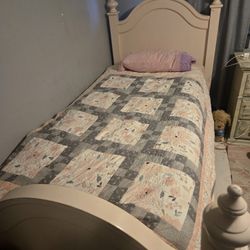 Pink Solid Wood Twin Size Bed Frame (Mattress Not Included)