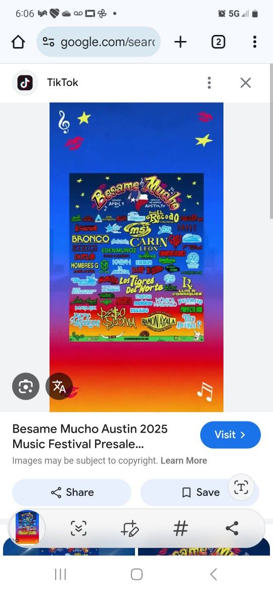 Besame Mucho Ticket/wristband