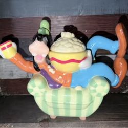 Disney Ceramic Teapot Featuring Goofy in Comfy Chair with Popcorn