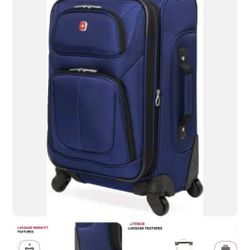 SwissGear Sion Softside Expandable Roller Luggage, Carry-On 21-Inch, Blue 