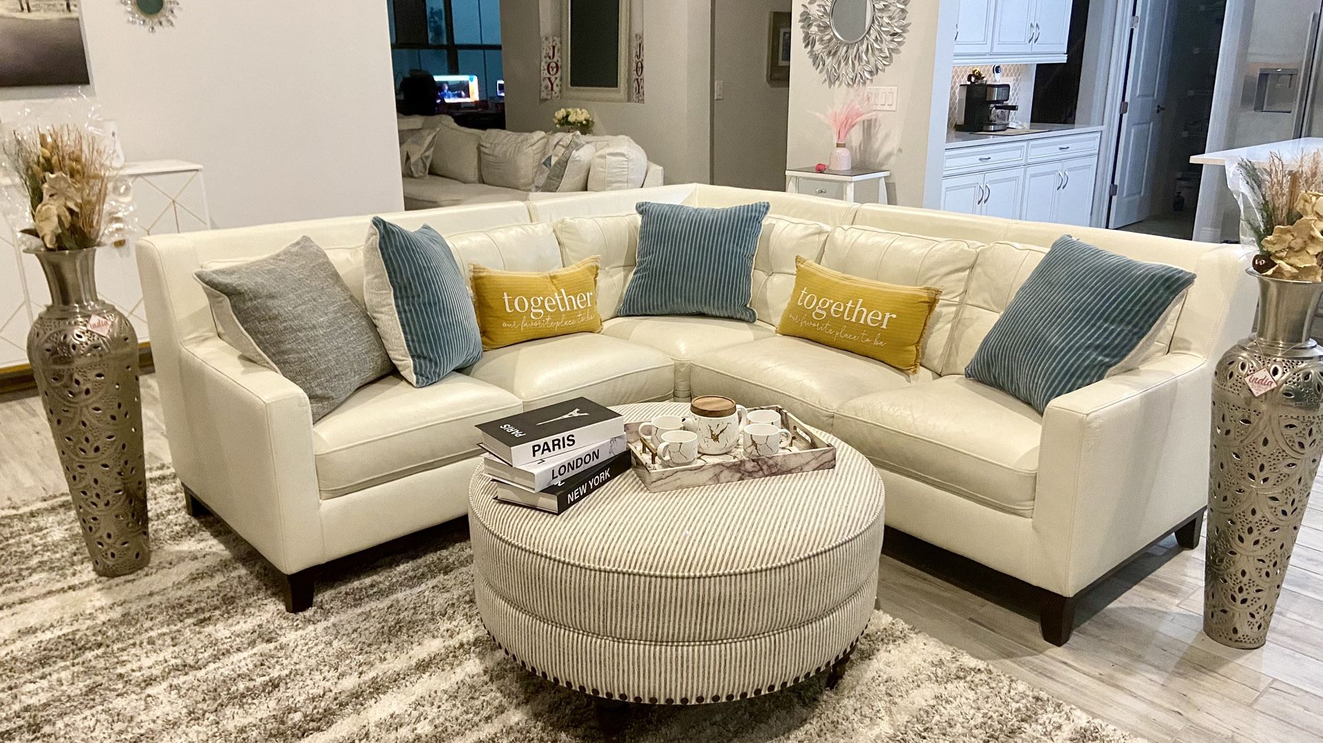 White Leather Sectional