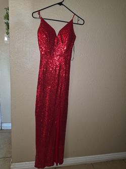 Red Sequin Long Formal Evening Dress – Elegant & Sparkly