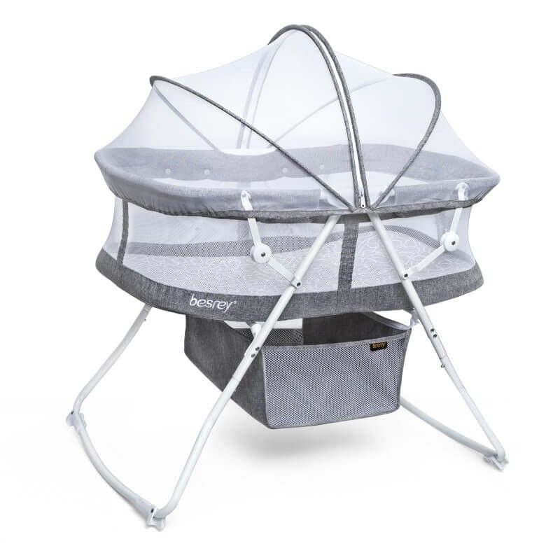 Besrey 3-in-1 Portable Baby Bassinet Rocking Cradle Bed Easy Folding Bedside Sleeper Crib Compact Storage