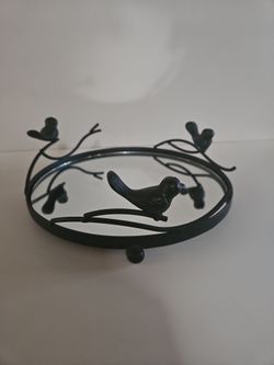9" Black Metal Bird Design Mirror Tray - Valerie  Parr Hill Collection