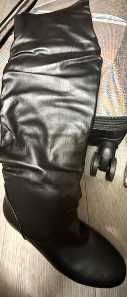 💚Black Faux Leather Slouch Boots Size 8💚
